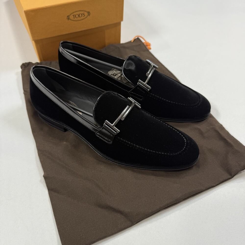 Tod’s Velvet T Loafers Black Size 8UK /9.5US Brand New In Box MSRP $995